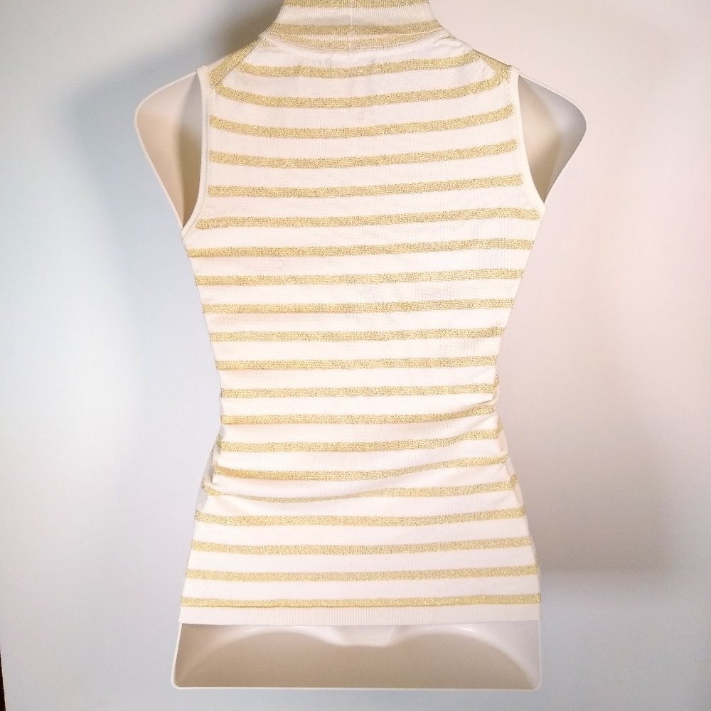 Premise Women Gold Striped Turtleneck Tank Size S - Picture 4 of 7